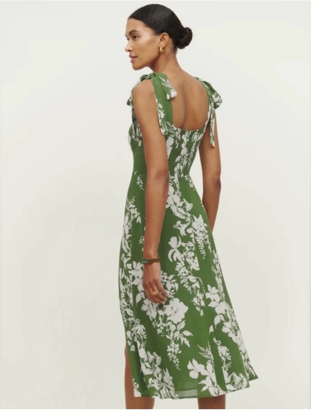 Reformation Twilight Dress (Green Floral, Size 2) - Picture 2 of 5
